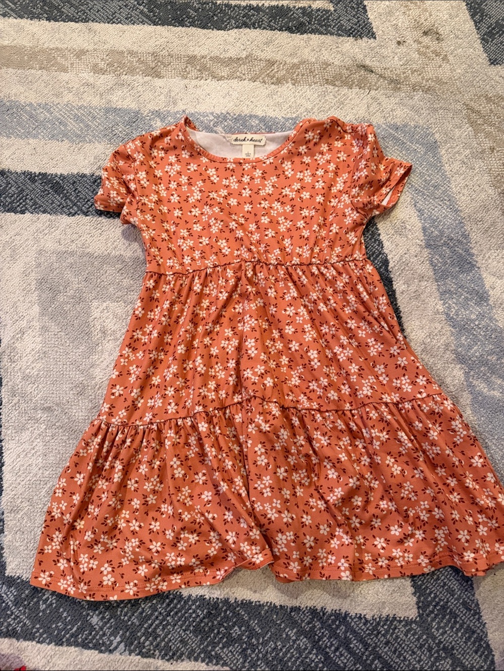 Derek Heart Rust-Orange Floral Tiered Casual Dress